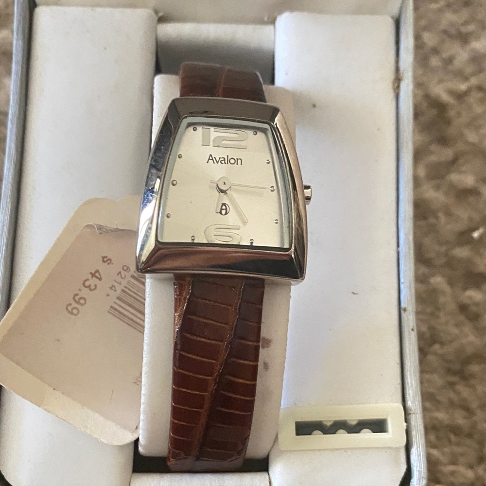 Avalon Silver Watch with Brown Leather Strap